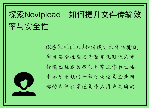 探索Novipload：如何提升文件传输效率与安全性